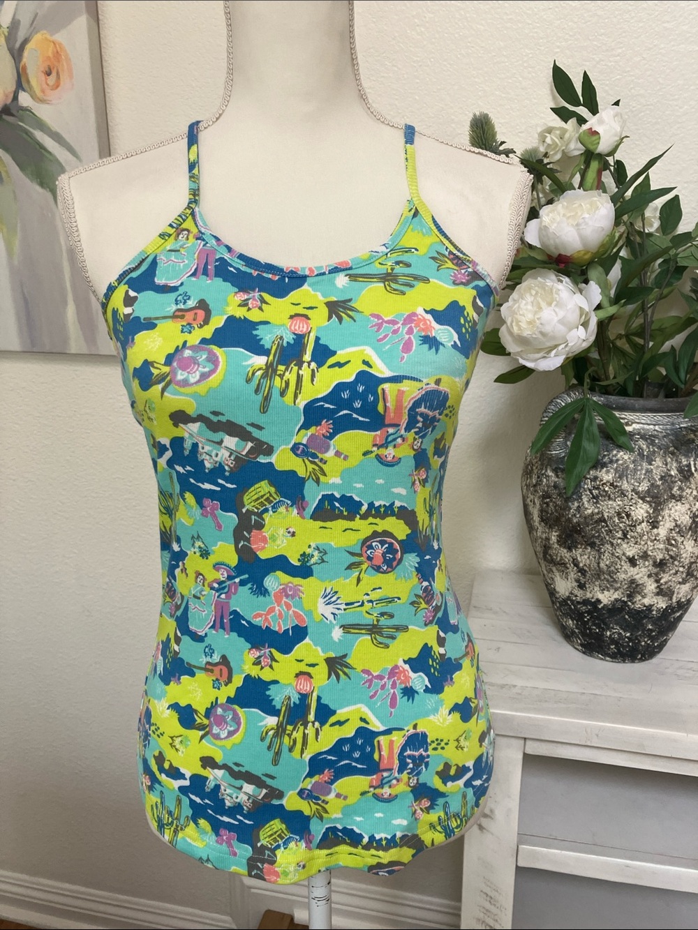 Y2k TITICACA  Japanese brand Colorful Patterned Tank Top Size:M